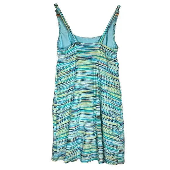 Lands End Women’s Tummy Control One Piece Swim dress Aqua Space Dye Size 8 - Picture 4 of 14